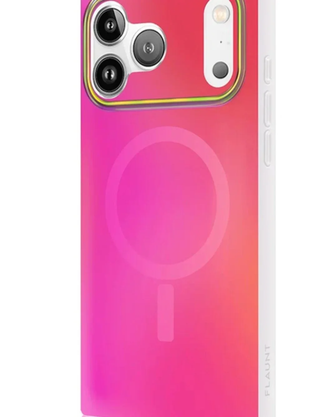 NEW FLAUNT Square iPhone 17 & 18 Pro Max Case - Magsafe Pink Iridescent Satin